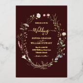 Invitation En Aluminium Mariage à thème Fleur sauvage d'aquarelle de Bourg (Recto)