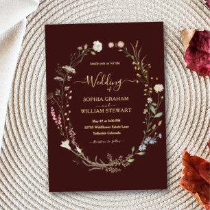 Invitation En Aluminium Mariage à thème Fleur sauvage d'aquarelle de Bourg