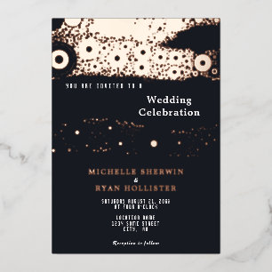 Invitation En Aluminium Mariage Abstrait Noir Motif Humeur Rose Or