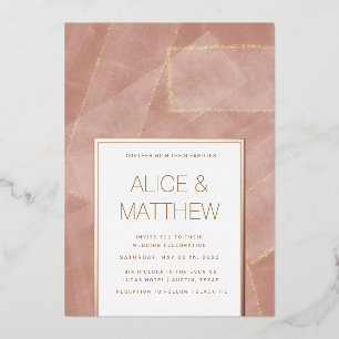Invitation En Aluminium mariage abstrait or rose moderne