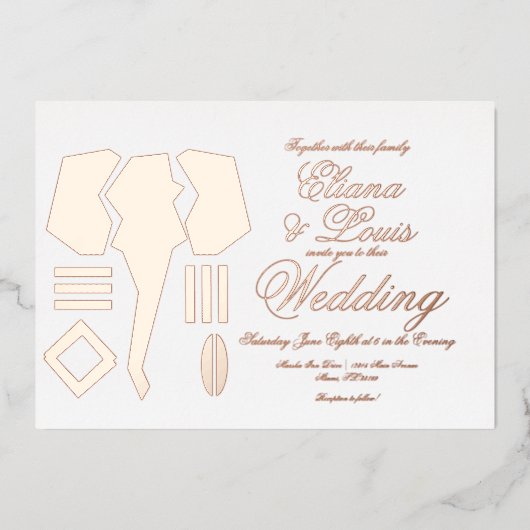 Invitation En Aluminium Mariage africain du marquage des éléphants (Recto)