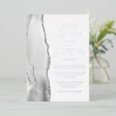 Invitation En Aluminium Mariage Agate Gris Argent Script (Debout devant)
