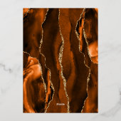 Invitation En Aluminium Mariage Agate Orange Brûlé Or Script (Verso)