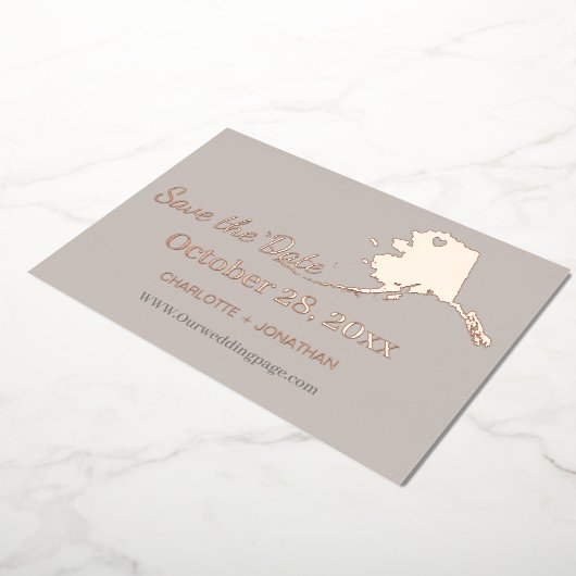 Invitation En Aluminium Mariage Alaska Enregistrer La Date Rose Or (Rotation)