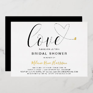 Invitation En Aluminium Mariage Amour Cœur Noir Blanc Moderne Or
