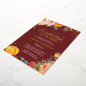 Invitation En Aluminium Mariage Anniversaire Photo Automne Bourgogne Or (Rotation)