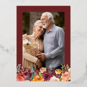 Invitation En Aluminium Mariage Anniversaire Photo Automne Bourgogne Or (Verso)