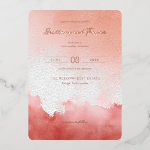 Invitation En Aluminium Mariage Aquarelle Corail Romantique