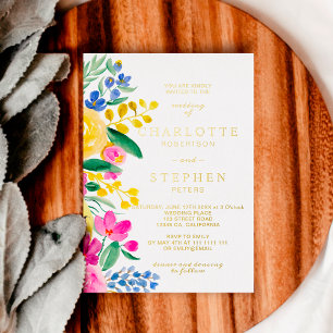 Invitation En Aluminium Mariage aquarelle florale champêtre audacieux et l