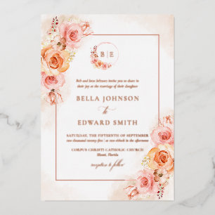 Invitation En Aluminium Mariage aquarelle florale d'automne