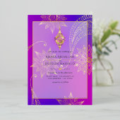 Invitation En Aluminium Mariage arabe violet et or (Debout devant)