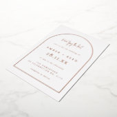 Invitation En Aluminium Mariage Arche Moderne Rose Gold Feuille  (Rotation)