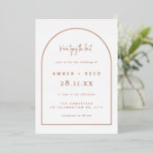 Invitation En Aluminium Mariage Arche Moderne Rose Gold Feuille  (Debout devant)