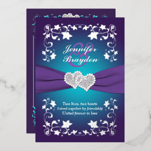 Invitation En Aluminium Mariage Arches Florales Argentées, Violettes et Sa