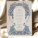 Invitation En Aluminium Mariage argent bleu Vintage William Morris<br><div class="desc">Invitations de mariage Art Nouveau Vintage Argent, Or, ou Rosegold Foil par William Morris dans un design floral, romantique et fantaisiste. Les fleurs victoriennes complètent les polices art déco classiques. Entrez vos informations personnalisées, et vous avez terminé. Si vous souhaitez modifier la conception, cliquez sur le bouton bleu "Customiser". Merci...</div>