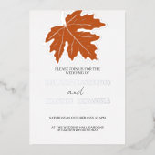 Invitation En Aluminium Mariage Argent de feuille d'érable d'automne orang (Recto)