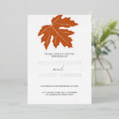 Invitation En Aluminium Mariage Argent de feuille d'érable d'automne orang (Debout devant)