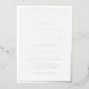 Invitation En Aluminium Mariage Argent Monogrammé