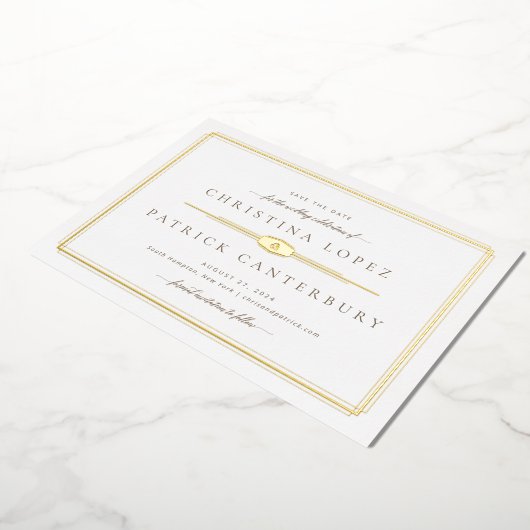 Invitation En Aluminium Mariage Art Déco Enregistrer La Date (Rotation)