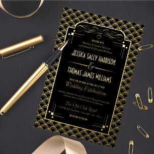 Invitation En Aluminium Mariage Art Déco Gatsby Vintage des Années 1920 Ré