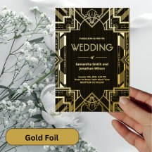 Mariage Art Déco Luxueux Or sur Papier Aluminium N