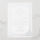 Invitation En Aluminium Mariage Art déco moderne Silver (Recto)