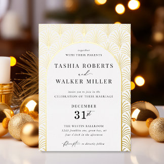 Invitation En Aluminium Mariage Art Déco Or Tenue de Soirée Formel Or