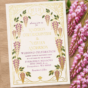 Invitation En Aluminium Mariage Art Nouveau Vintage Wisteria Rose