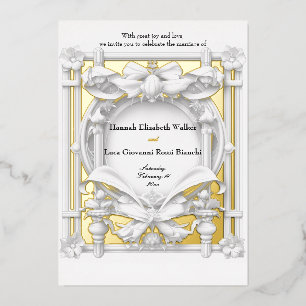 Invitation En Aluminium Mariage Atelier Motif Or Élégant