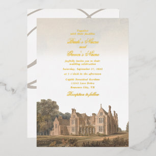 Invitation En Aluminium Mariage au Château Villa Manoir Anglais Vintage