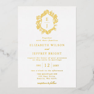 Invitation En Aluminium Mariage au monogramme de la crête florale