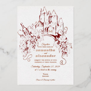Invitation En Aluminium Mariage au vignoble du Château Français Vigne Vini