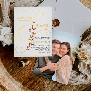 Invitation En Aluminium Mariage automnal élégant avec esperluette moderne