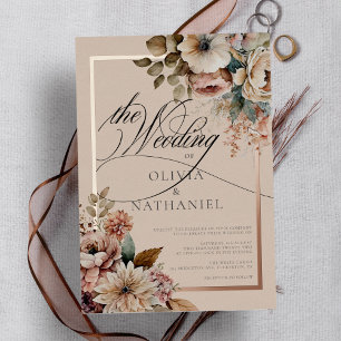 Invitation En Aluminium Mariage Automnal Floral Élégant à l'Aquarelle