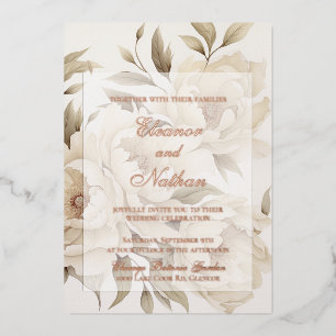 Invitation En Aluminium Mariage Automnal Vintage aux Pivoines Florales Bei