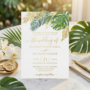 Invitation En Aluminium Mariage aux feuilles de palmier sauvage tropical