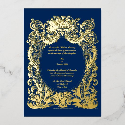 Invitation En Aluminium Mariage baroque Rococo (Recto)