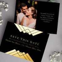 Mariage Black Geometry Gold Enregistrer la date