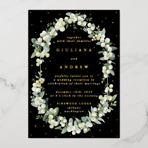Invitation En Aluminium Mariage Black Snowberry+Eucalyptus Réception seule