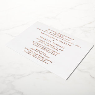 Invitation En Aluminium Mariage blanc 2 Lieux Rose Gold Foil II
