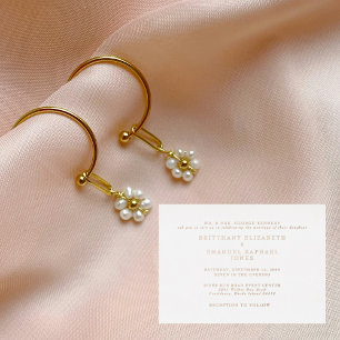 Invitation En Aluminium Mariage Blanc Une Lieu Rose Or Feuille II