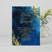 Invitation En Aluminium Mariage bleu et or (Debout devant)