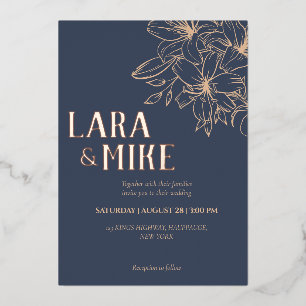 Invitation En Aluminium Mariage bleu foncé