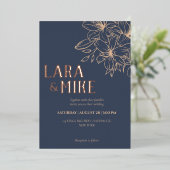 Invitation En Aluminium Mariage bleu foncé (Debout devant)