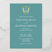 Invitation En Aluminium Mariage bleu simple Monogramme (Recto)