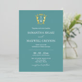 Invitation En Aluminium Mariage bleu simple Monogramme (Debout devant)