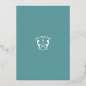 Invitation En Aluminium Mariage bleu simple Monogramme (Verso)