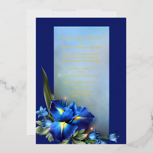 Invitation En Aluminium Mariage Blue Iris (Enveloppe)