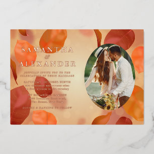 Invitation En Aluminium Mariage Bohème Automnal Ovale Photo Terre Cuite To