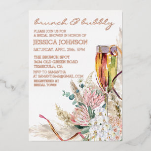 Invitation En Aluminium Mariage Bohème Bubbly Brunch avec Champagne